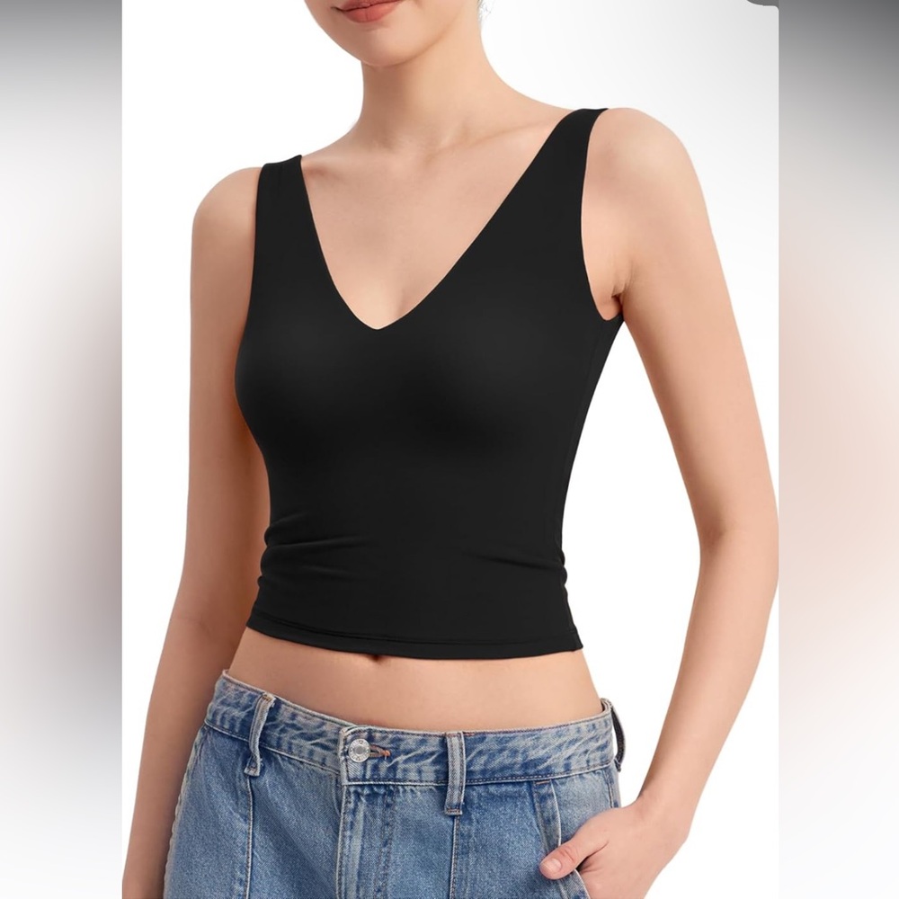 Pumiey Deep V Neck Double Lined Tank